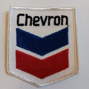 Vintage Chevron Logo Embroidered Oil Patch, Sew On Applique, Mechanic, Car